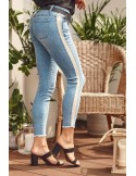 Fashionable jeans with a mesh stripe on the side 8923 - Online store - Boutique